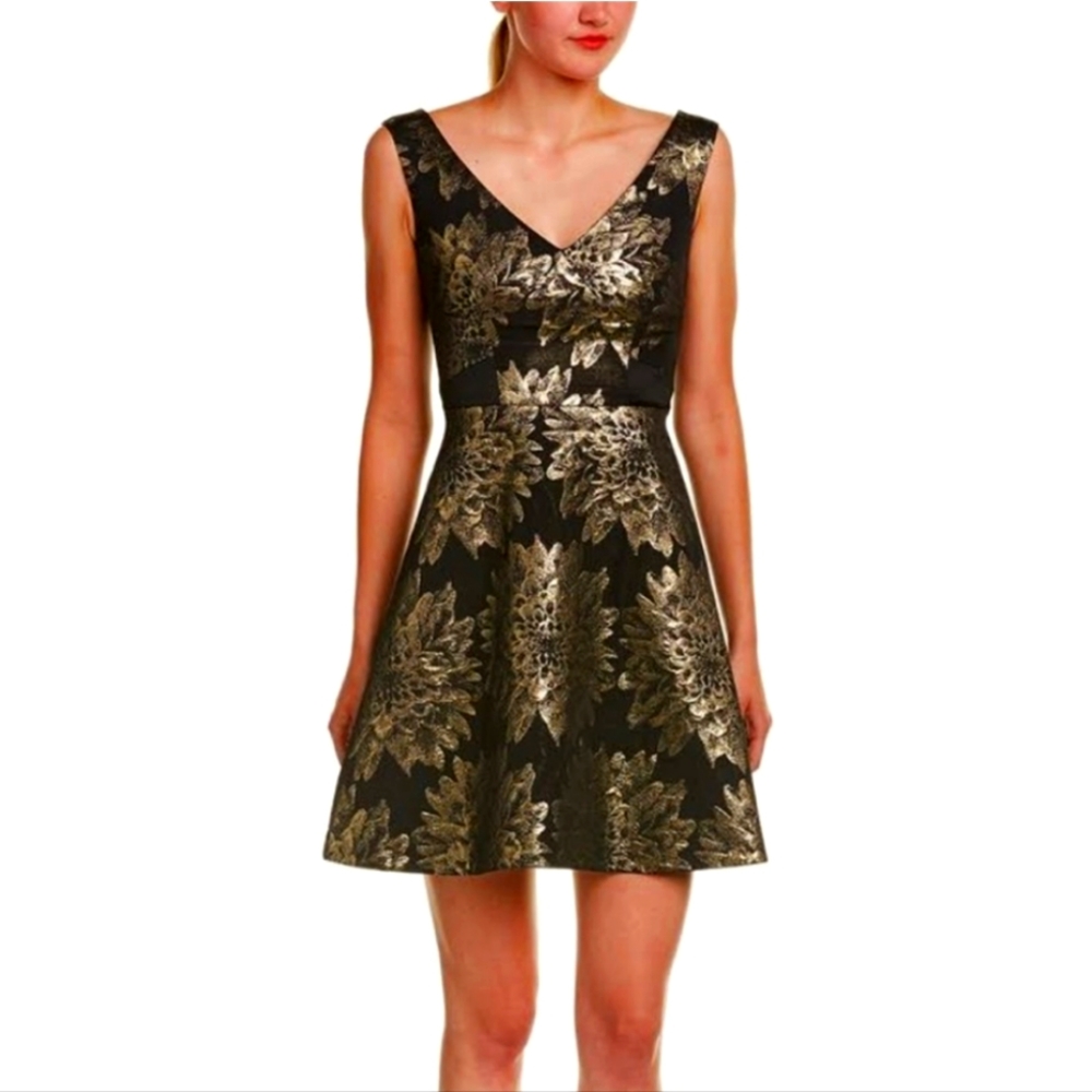 Karen millen dress blk gold